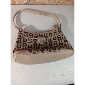 Etienne Aigner Vintage Pre-Owned Cloth w/Leather Short Strap All Over A Logo